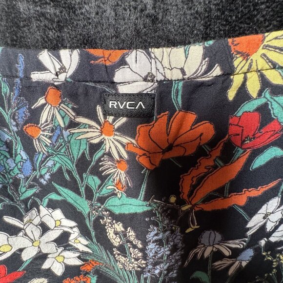 RVCA Womens Floral‎ Print Button Down Crop Top Black Multicolor Size L - Picture 5 of 7